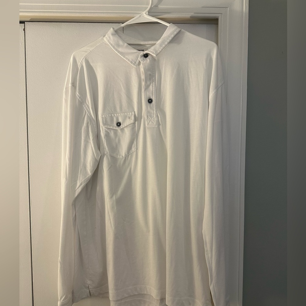 Linksoul white long sleeve casual polo